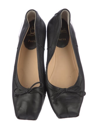 Christian Louboutin Leather Bow Accents Ballet Flats