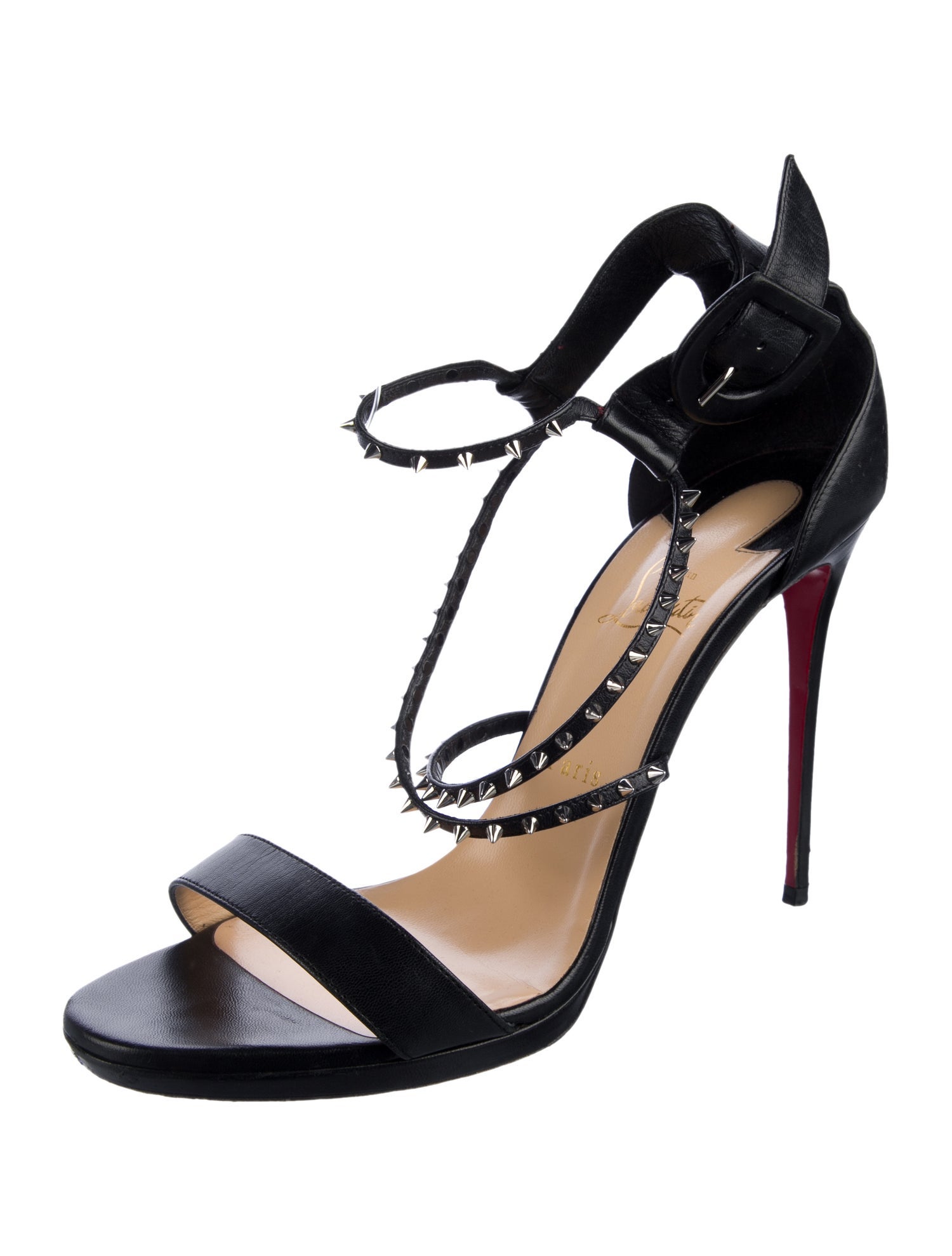 Christian Louboutin Spike Accents Leather Sandals
