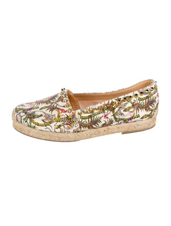 Christian Louboutin Spike Accents Canvas Espadrilles