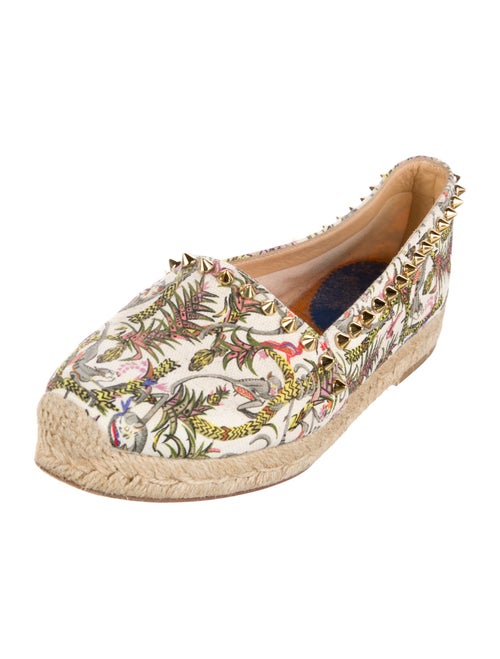 Christian Louboutin Spike Accents Canvas Espadrilles