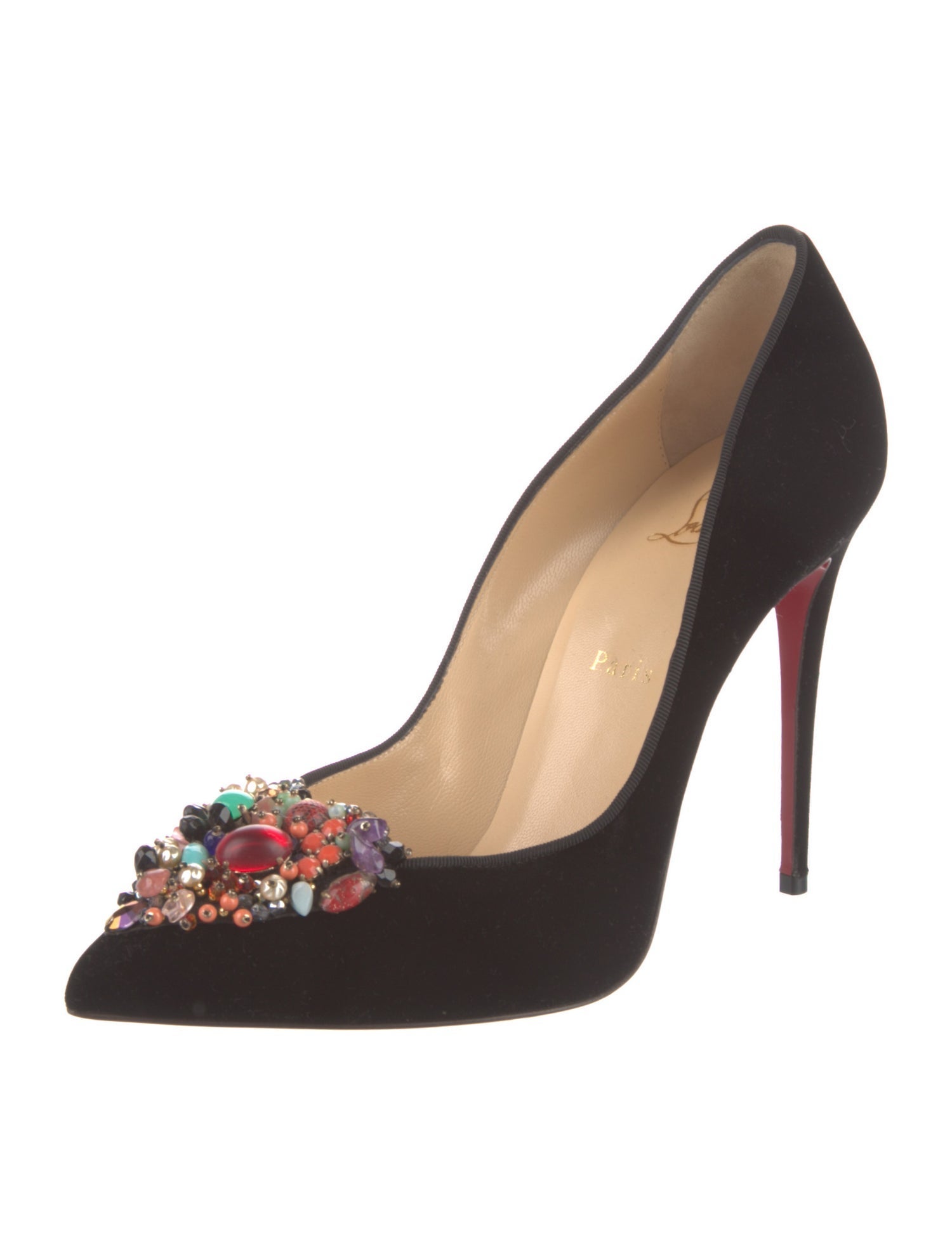 Christian Louboutin Velvet Crystal Embellishments Pumps