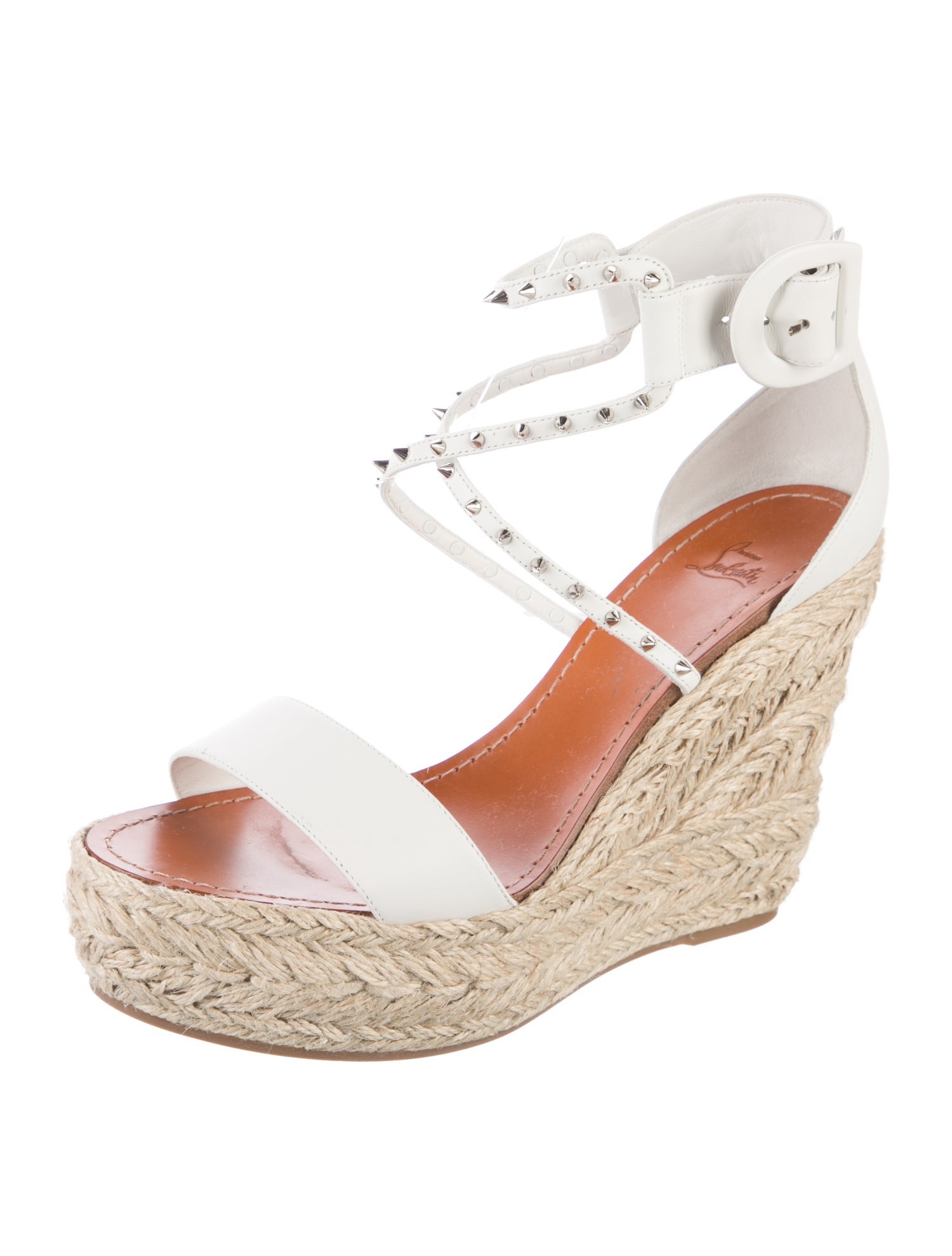 Christian Louboutin Spike Accents Leather Espadrilles