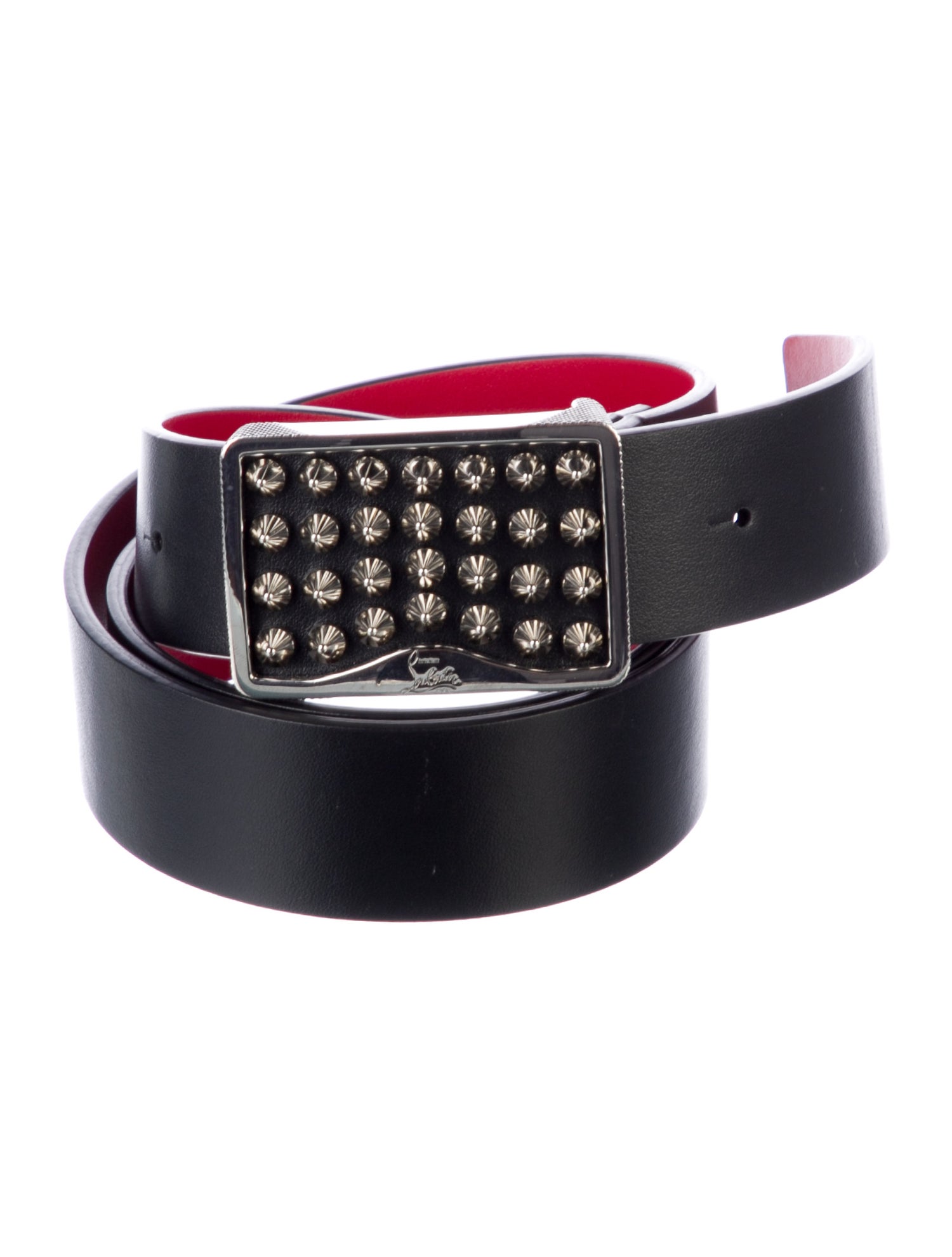 Saint Laurent Leather Studded Accents Belt - Black Belts