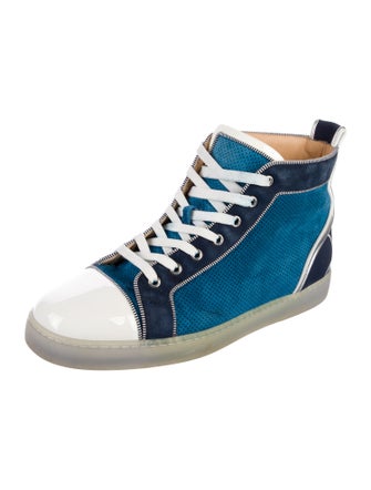 Christian Louboutin Suede Colorblock Pattern Sneakers