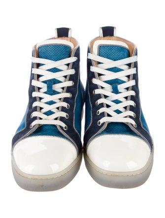 Christian Louboutin Suede Colorblock Pattern Sneakers