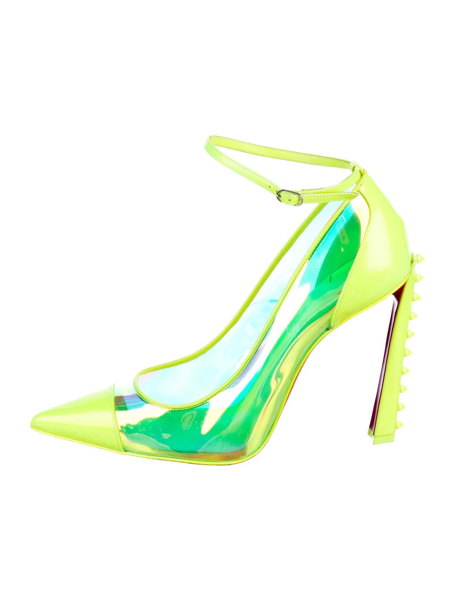Christian Louboutin Spike Accents PVC Slingback Pumps