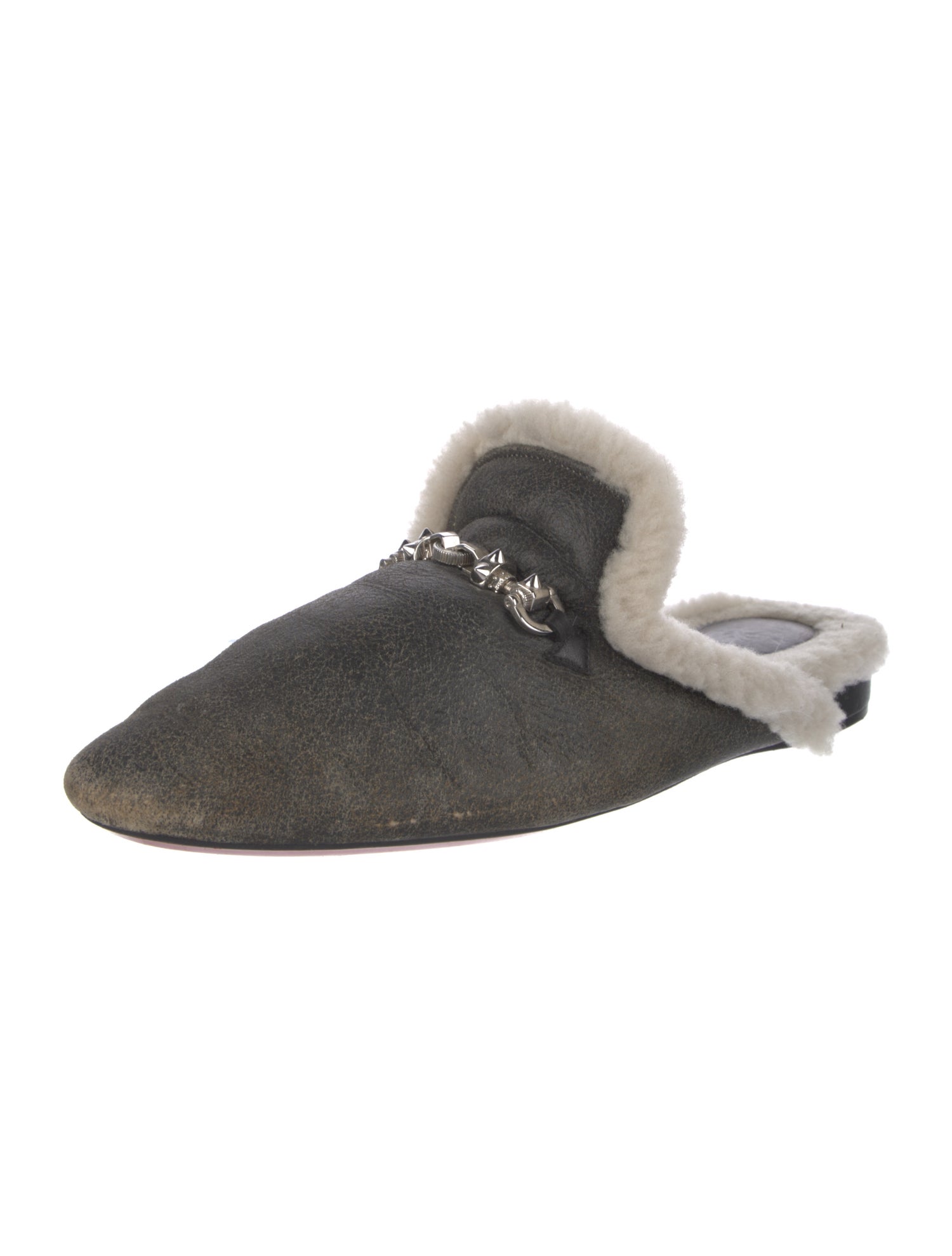 Christian Louboutin Leather Colorblock Pattern Slippers