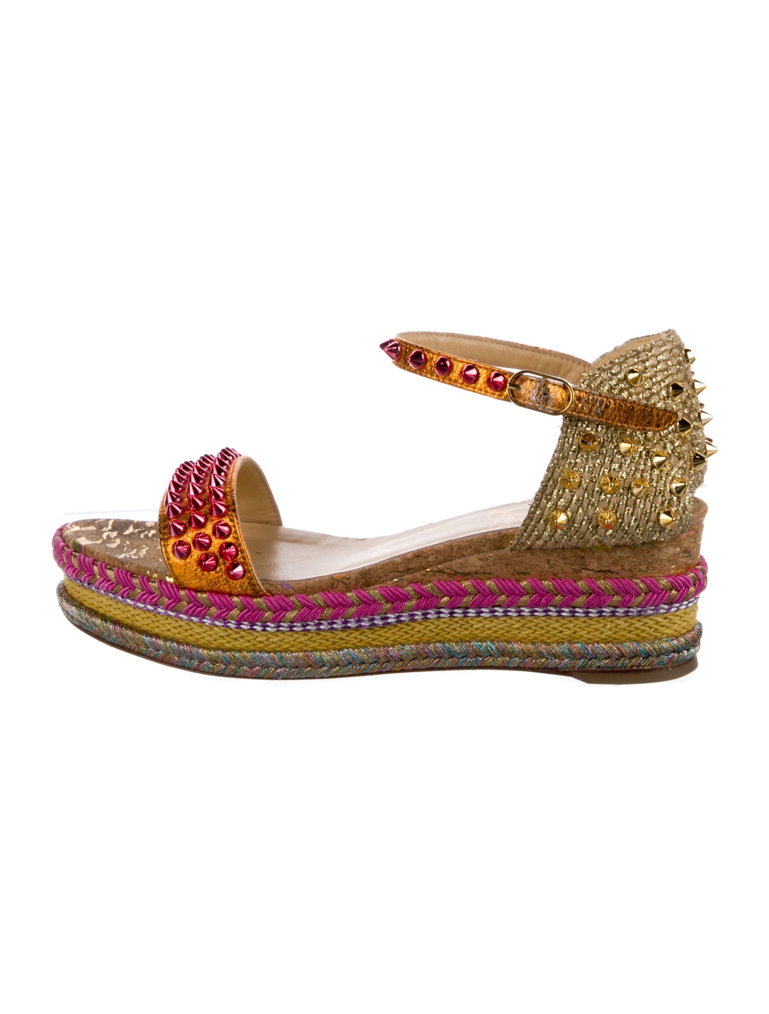 Christian Louboutin Spike Accents Leather Espadrilles