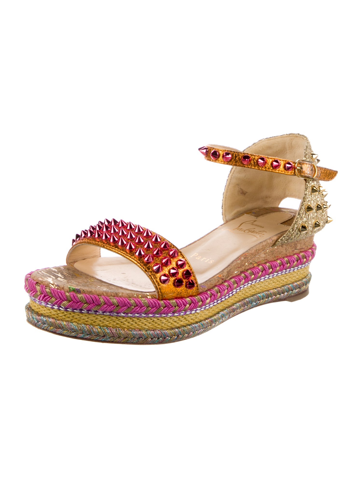 Christian Louboutin Spike Accents Leather Espadrilles