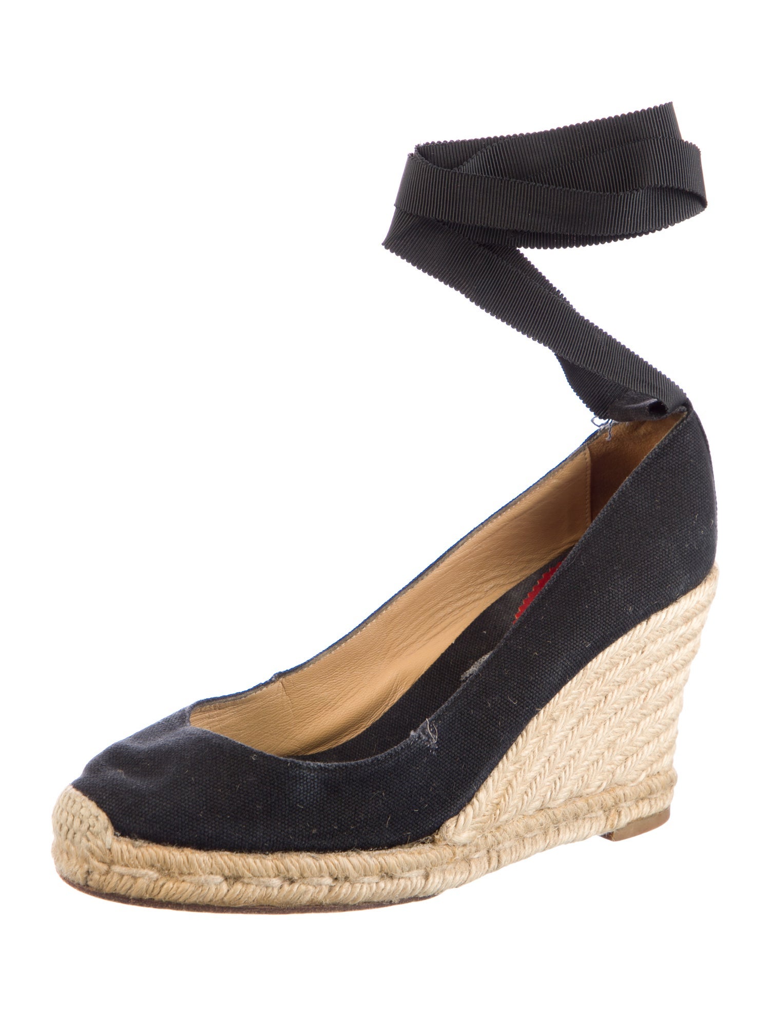 Christian Louboutin Canvas Grosgrain Trim Pumps