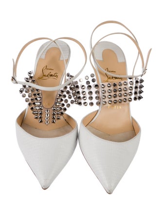 Christian Louboutin Spike Accents Leather Slingback Flats