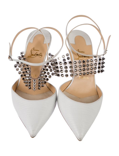 Christian Louboutin Spike Accents Leather Slingback Flats