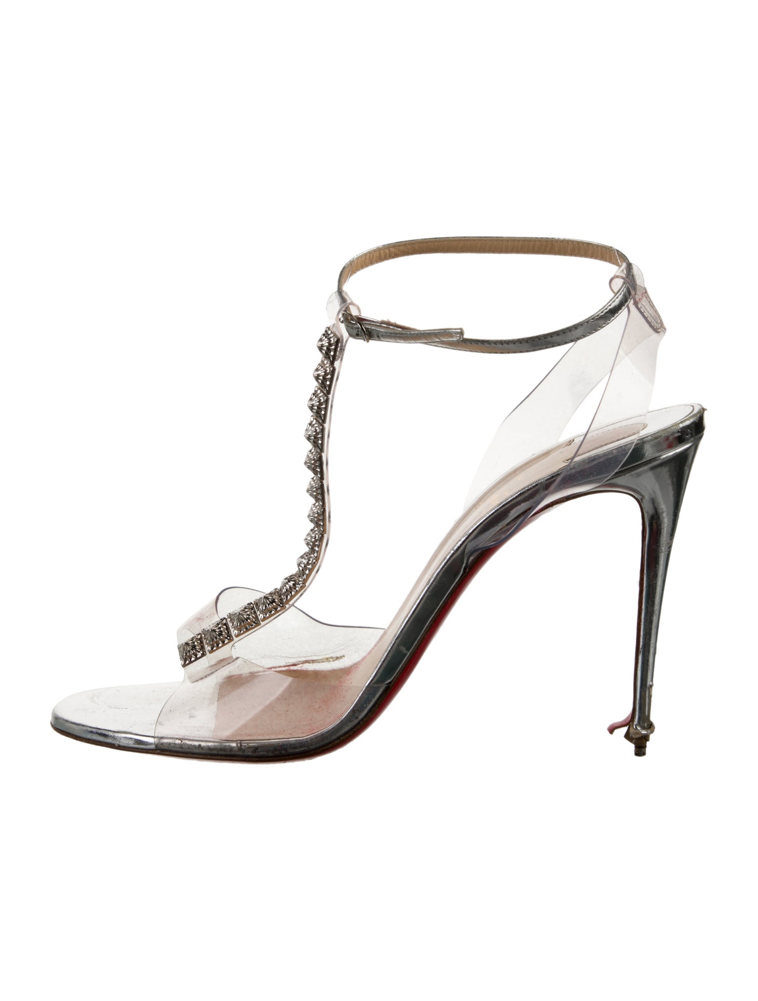 Christian Louboutin Leather Studded Accents T-Strap Sandals