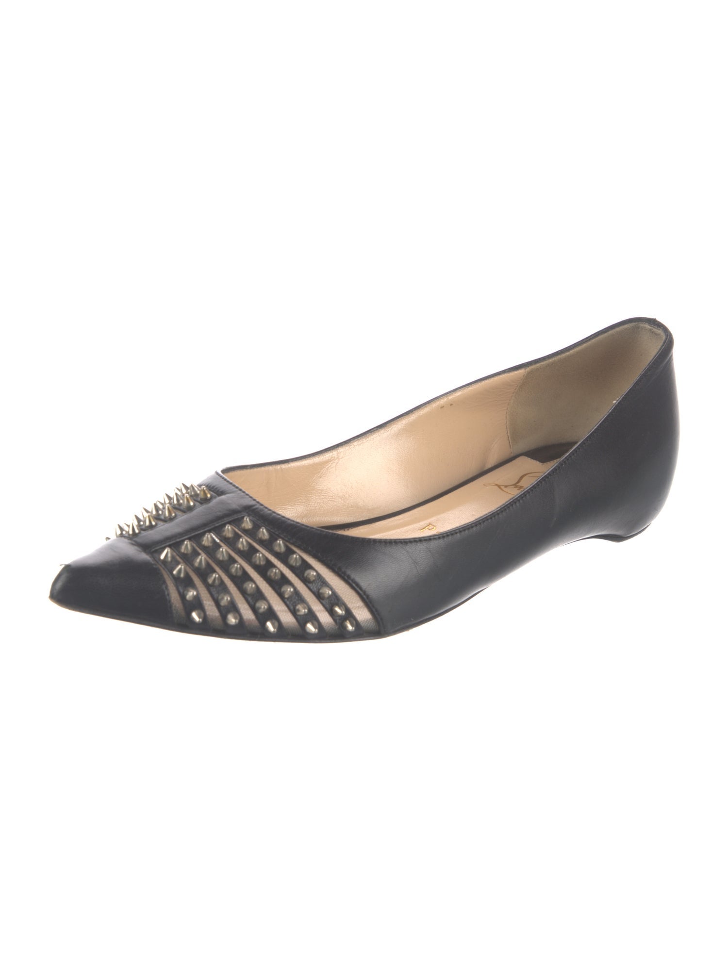 Christian Louboutin Spike Accents Leather Ballet Flats