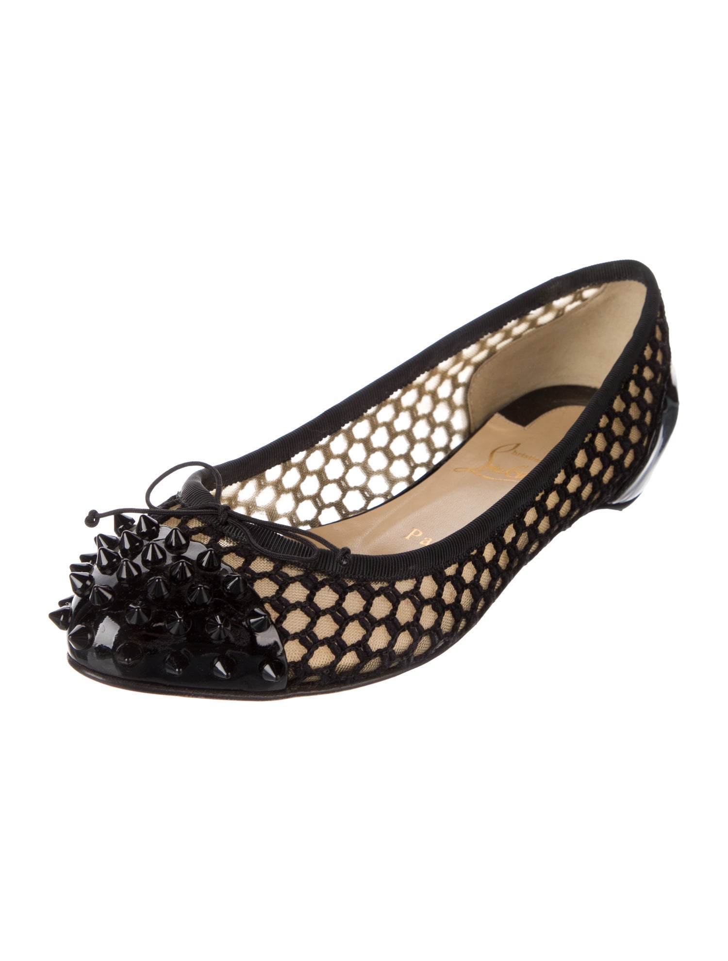 Christian Louboutin Spike Accents Mesh Flats