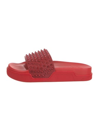 Christian Louboutin Leather Studded Accents Slides