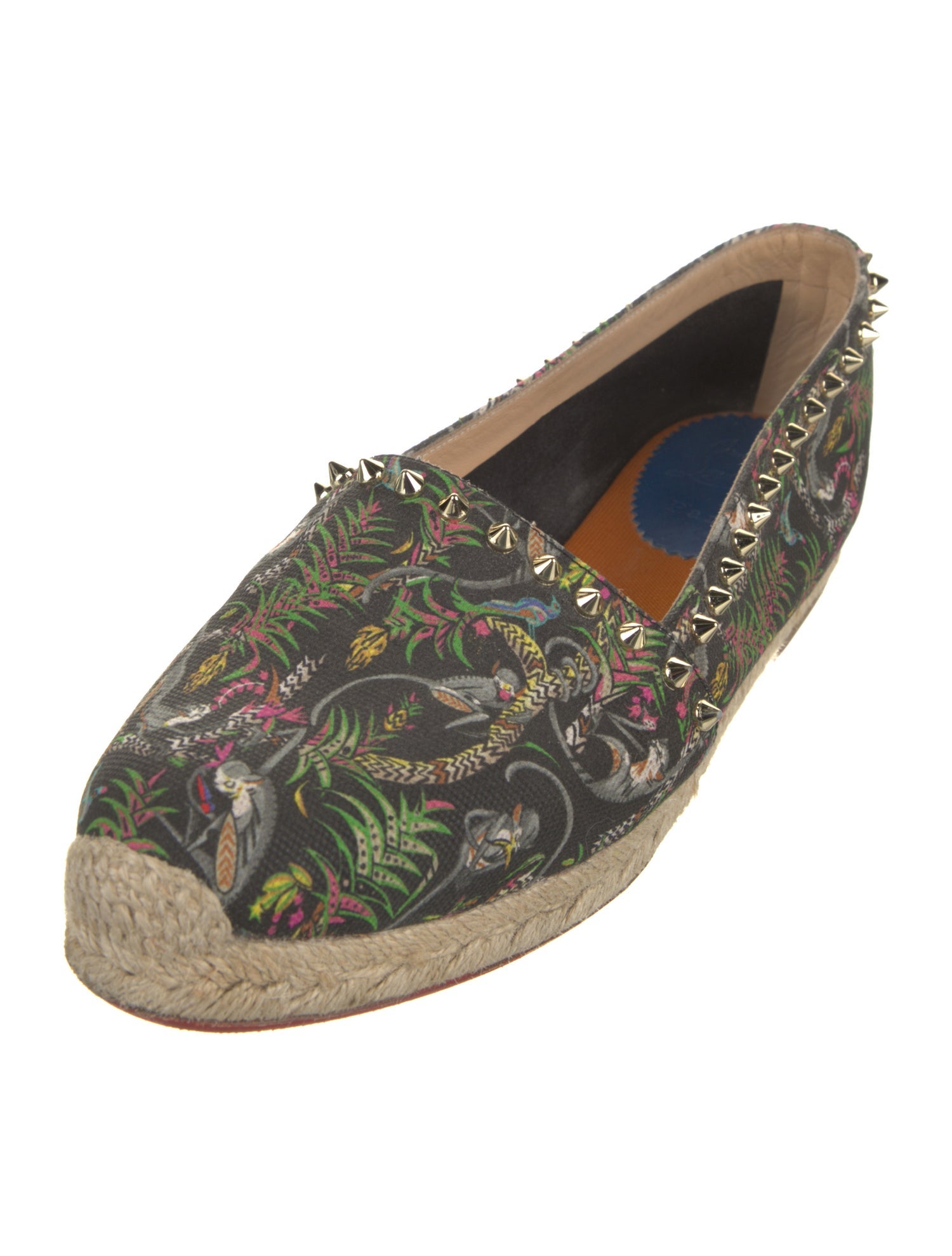 Christian Louboutin Spike Accents Canvas Espadrilles