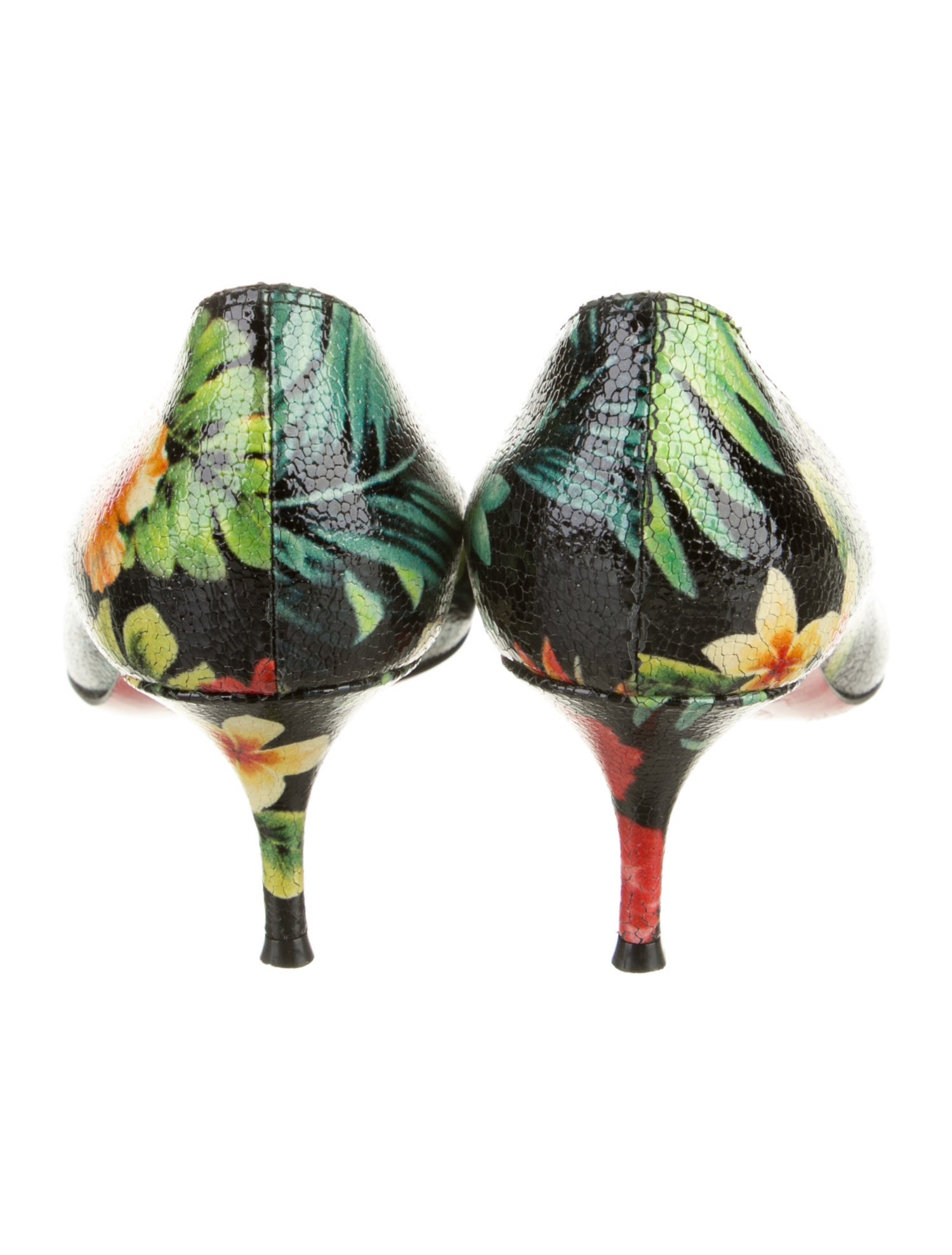 Christian Louboutin Patent Leather Floral Print Pumps