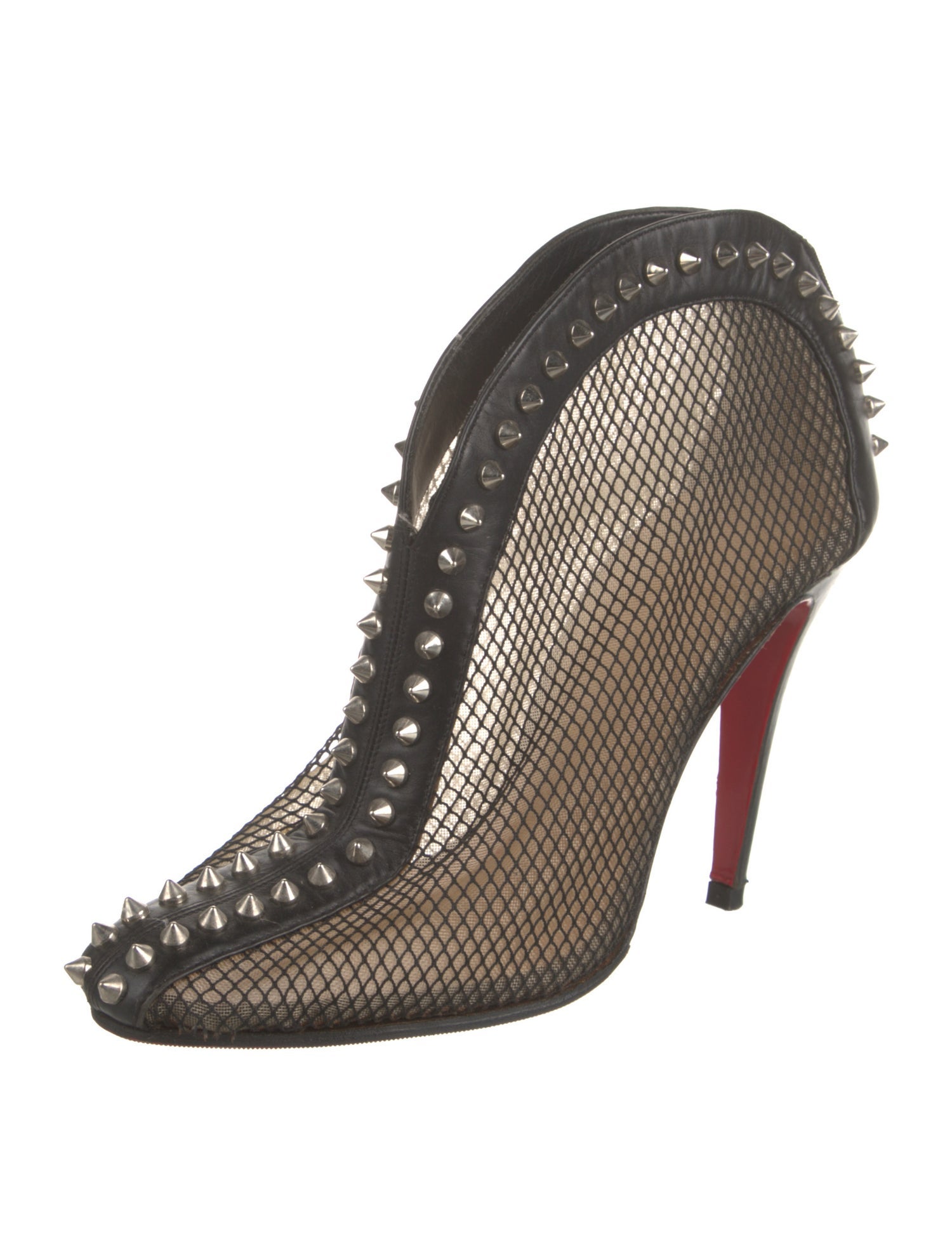 Christian Louboutin Spike Accents Mesh Lace-Up Boots