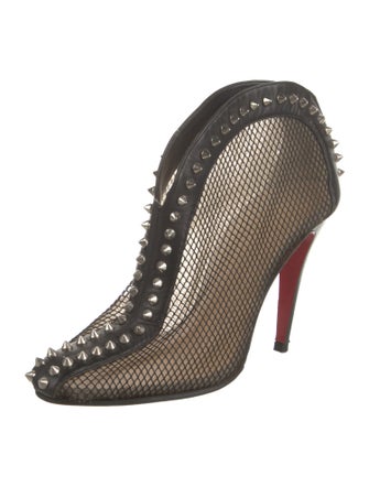 Christian Louboutin Spike Accents Mesh Lace-Up Boots
