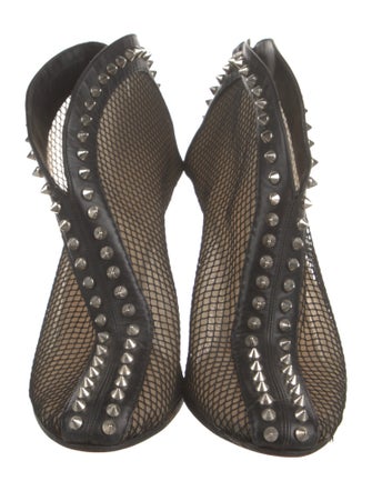 Christian Louboutin Spike Accents Mesh Lace-Up Boots
