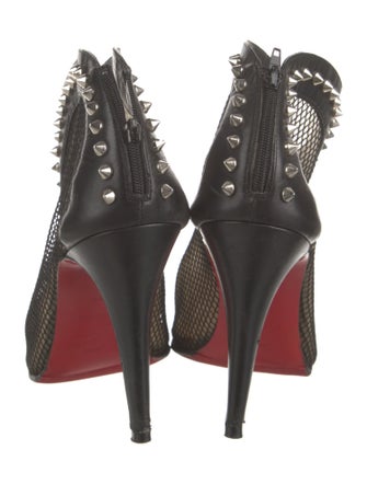 Christian Louboutin Spike Accents Mesh Lace-Up Boots