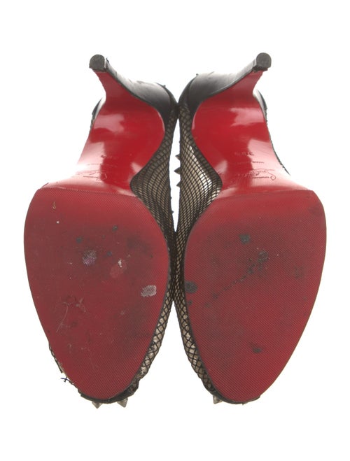 Christian Louboutin Spike Accents Mesh Lace-Up Boots