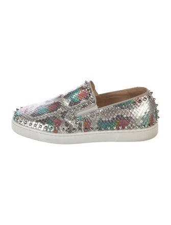Christian Louboutin Spike Accents Snakeskin Sneakers