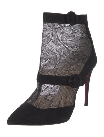 Christian Louboutin Suede Lace Pattern Boots