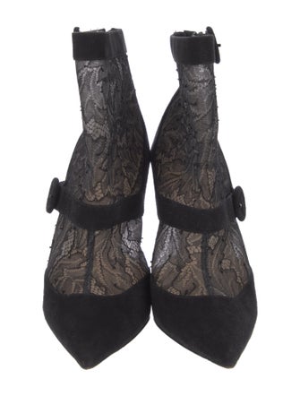 Christian Louboutin Suede Lace Pattern Boots