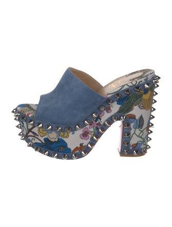 Christian Louboutin Spike Accents Suede Slides