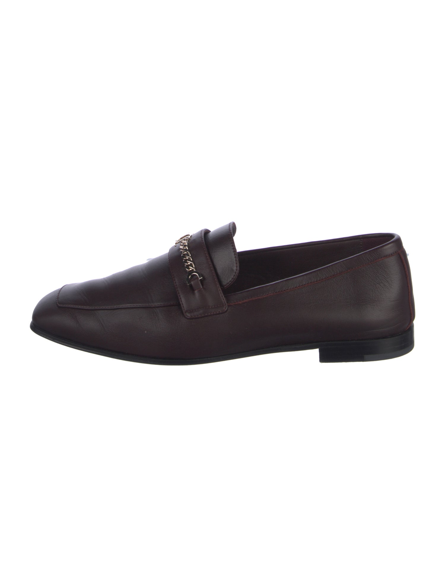 Christian Louboutin Leather Chain-Link Accents Loafers