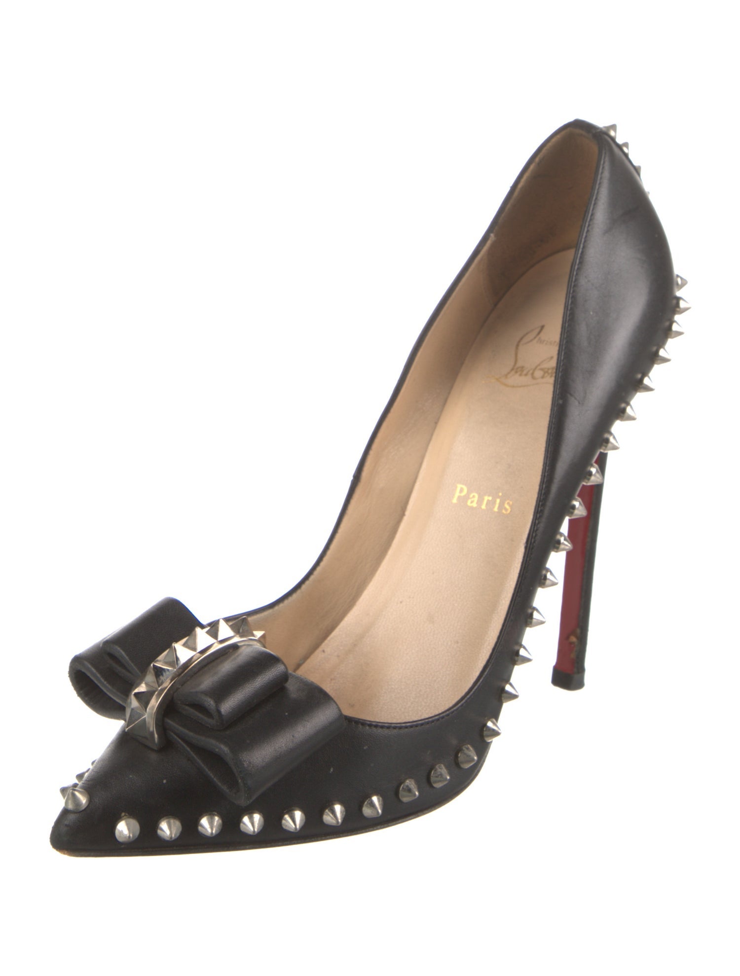 Christian Louboutin Leather Studded Accents Pumps