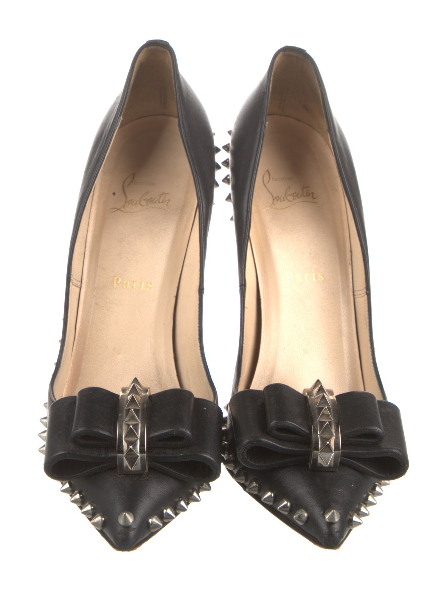 Christian Louboutin Leather Studded Accents Pumps