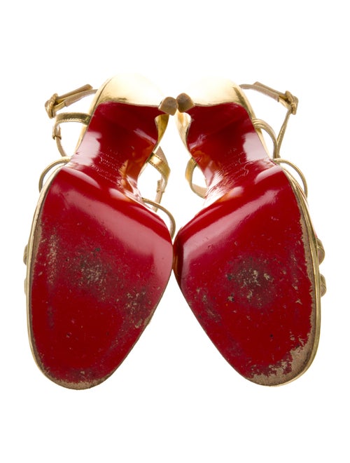 Christian Louboutin Leather Colorblock Pattern T-Strap Sandals