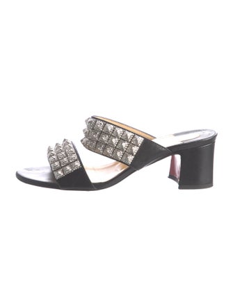 Christian Louboutin Spike Accents Leather Slides