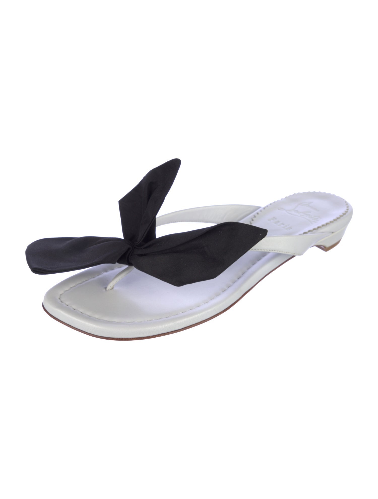 Christian Louboutin Leather Bow Accents Slides