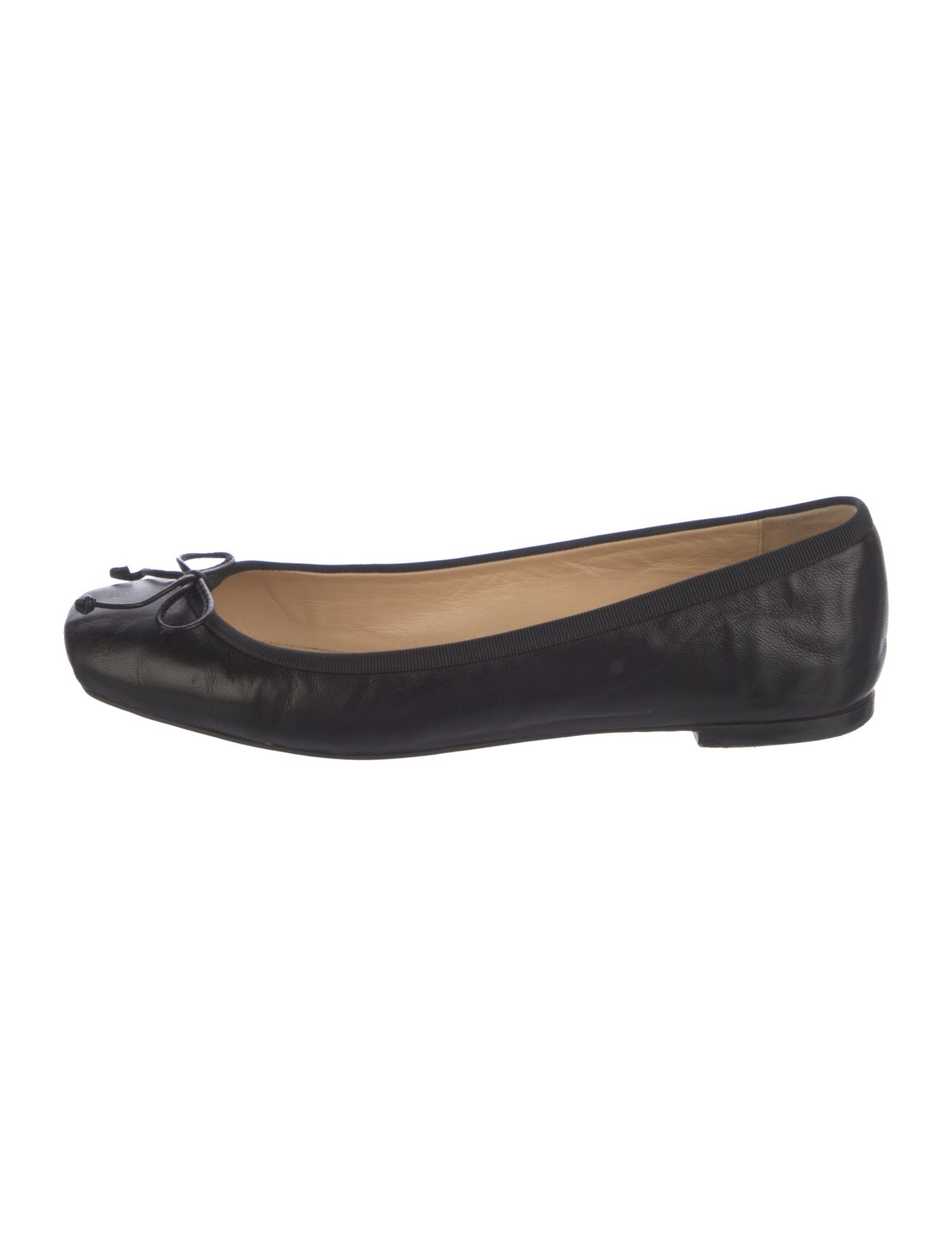 Christian Louboutin Leather Bow Accents Ballet Flats