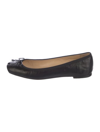 Christian Louboutin Leather Bow Accents Ballet Flats