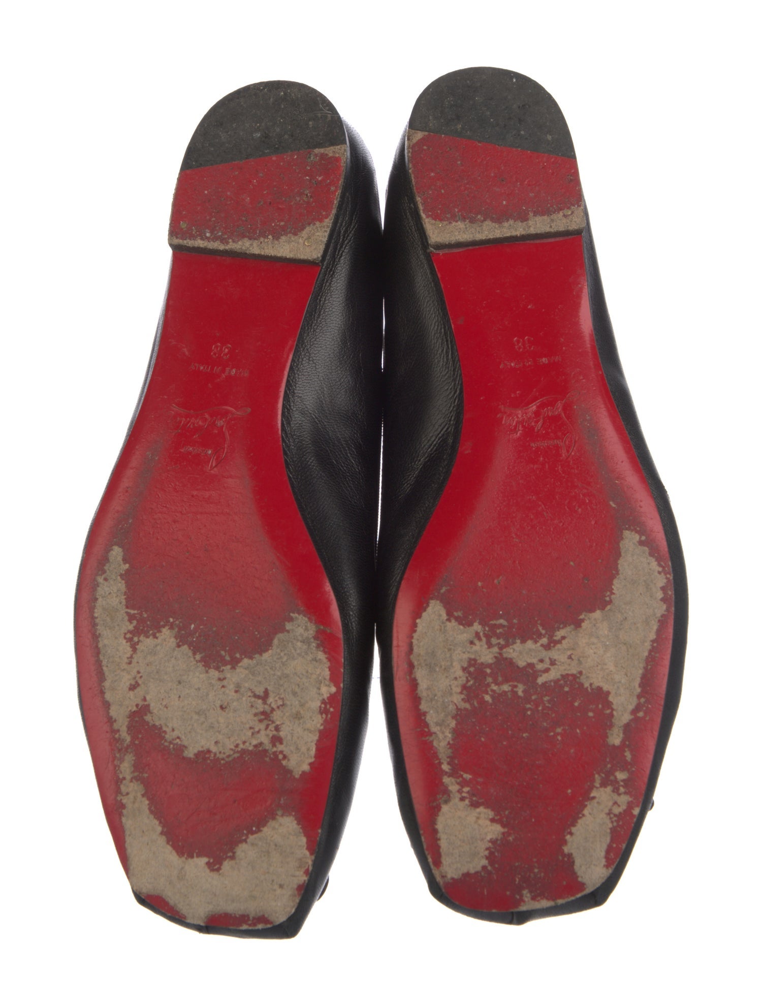 Christian Louboutin Leather Bow Accents Ballet Flats