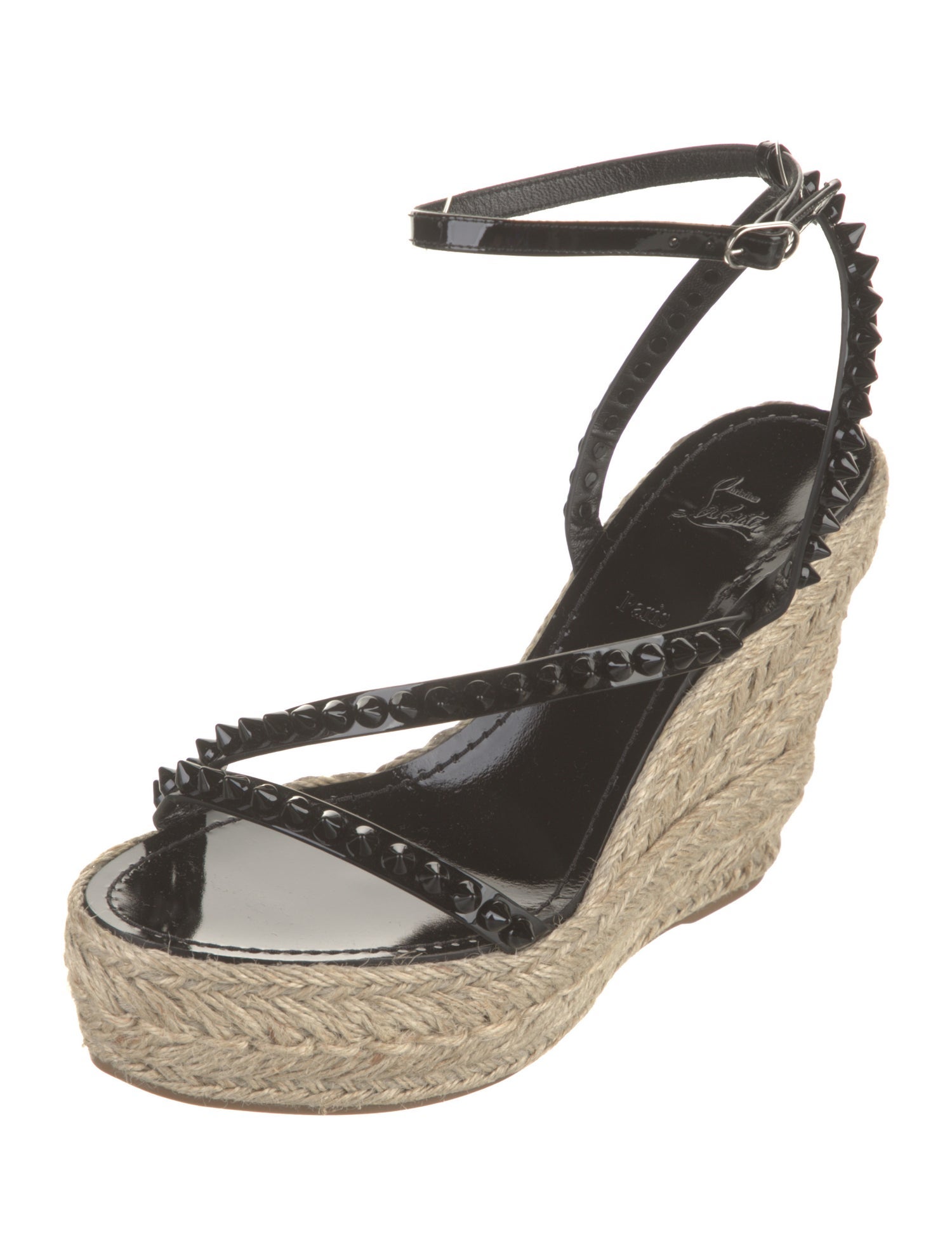 Christian Louboutin Spike Accents Patent Leather Espadrilles