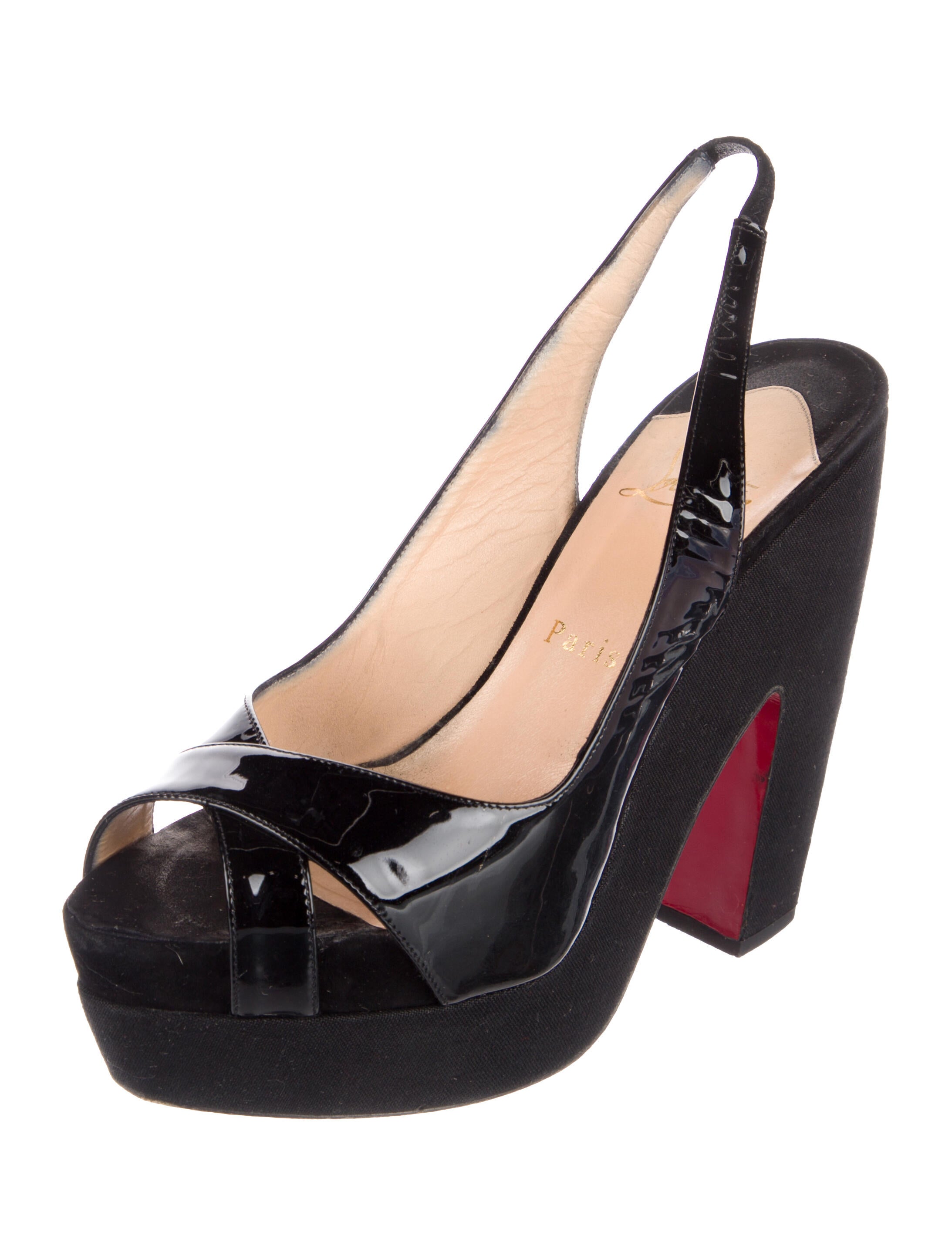 Christian Louboutin Patent Leather Slingback Sandals