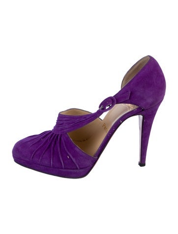 Christian Louboutin Pumps Suede Pleated Accents D'Orsay IT 38.5 | 8.5