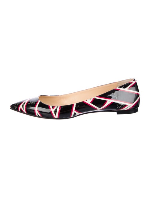 Christian Louboutin Patent Leather Graphic Print Slingback Flats