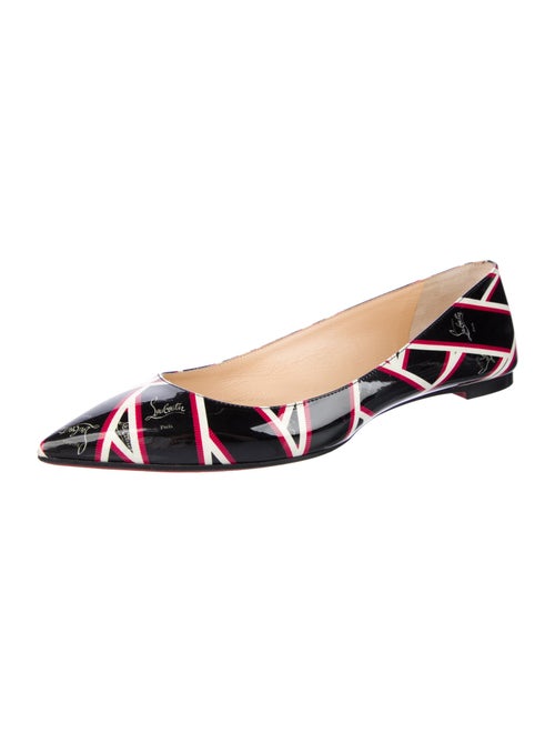 Christian Louboutin Patent Leather Graphic Print Slingback Flats