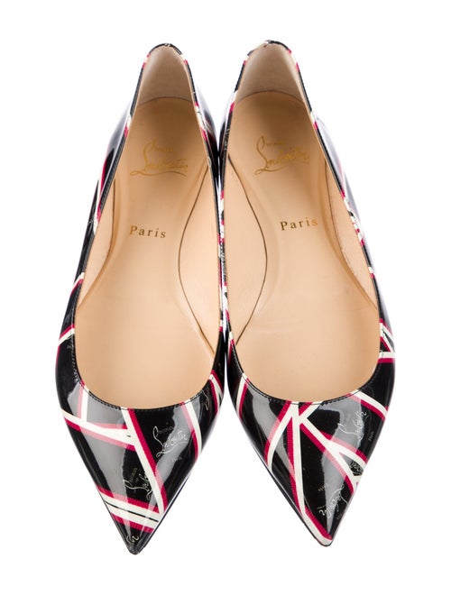 Christian Louboutin Patent Leather Graphic Print Slingback Flats