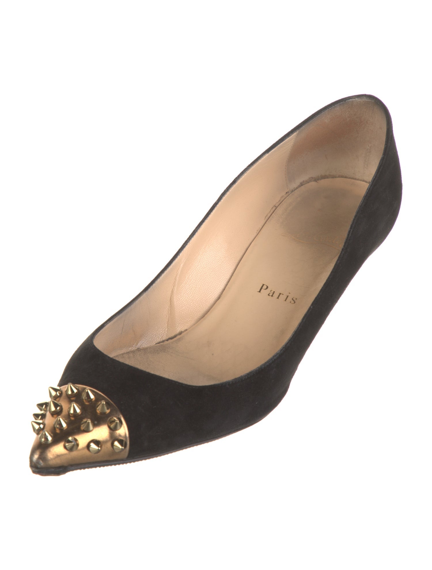 Christian Louboutin Spike Accents Suede Pumps