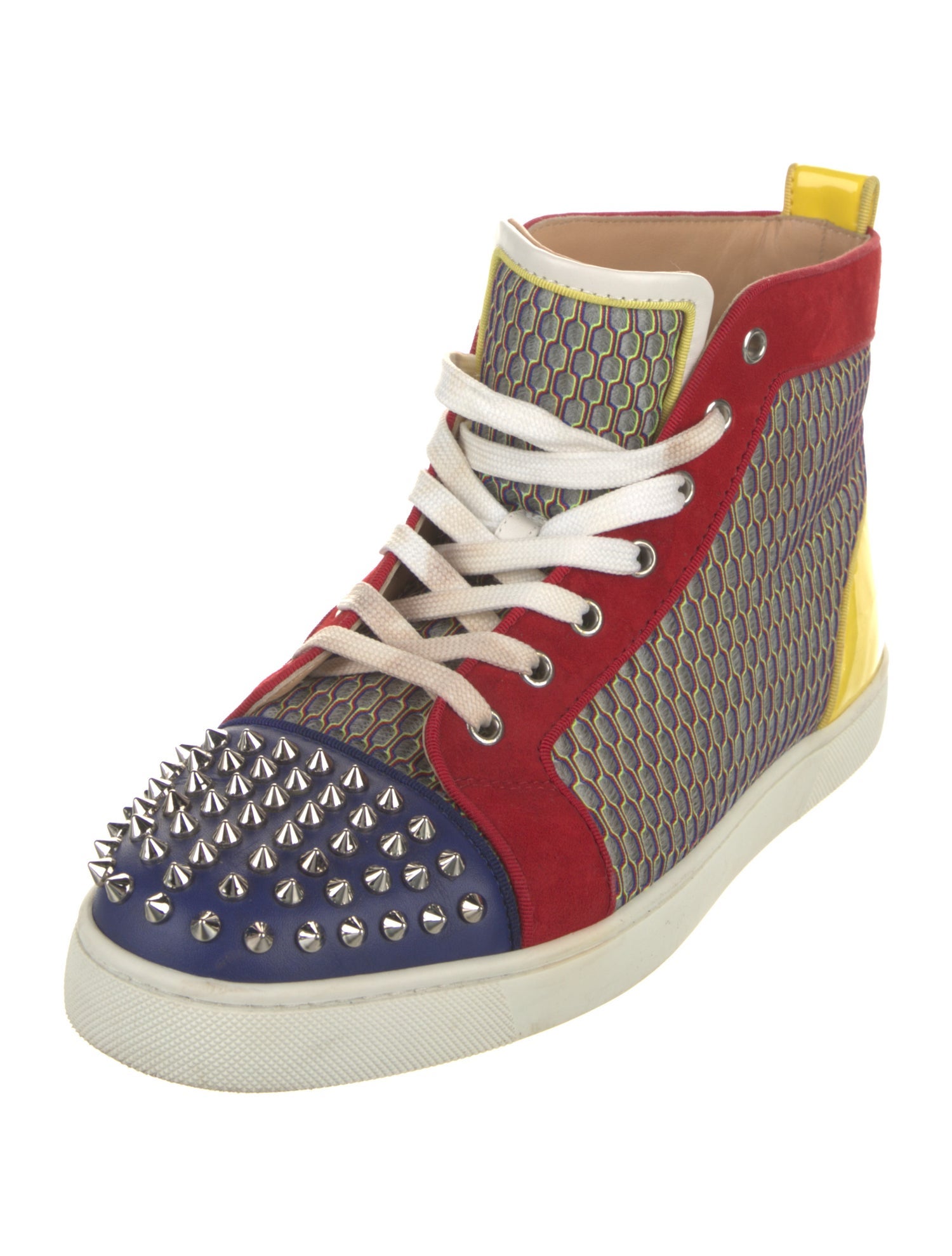Christian Louboutin Mesh Colorblock Pattern Sneakers