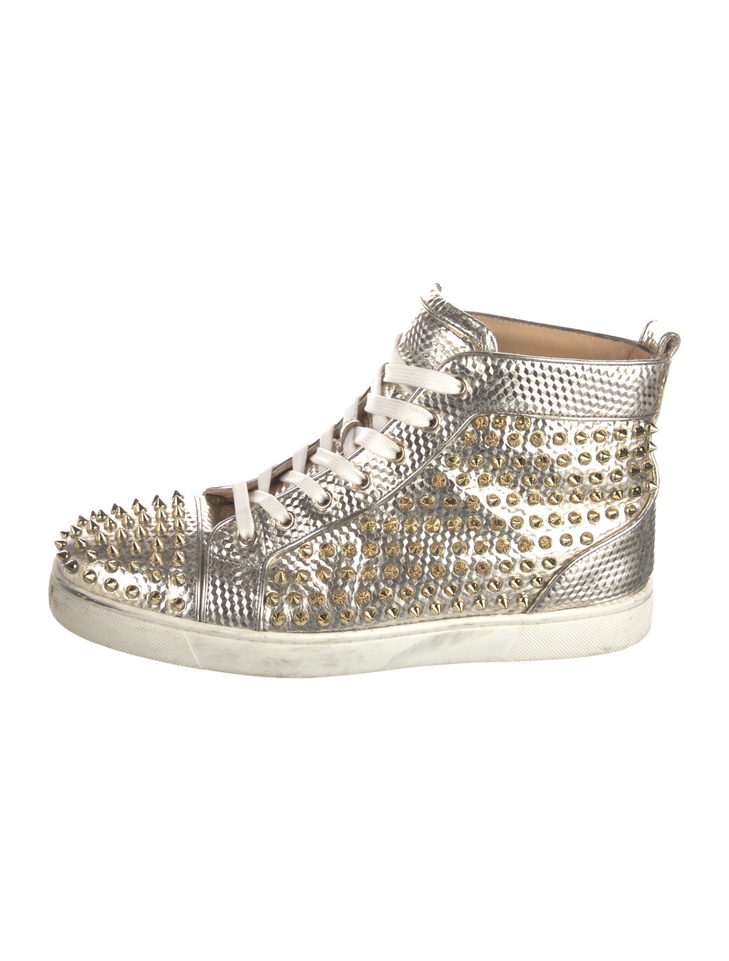 Christian Louboutin Spike Accents Leather Sneakers