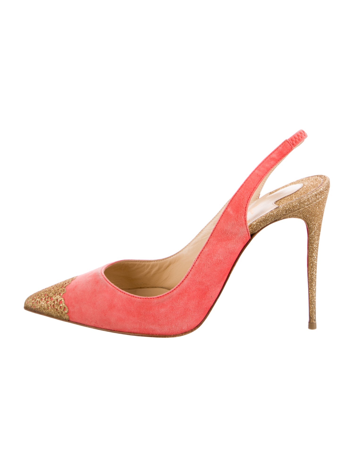 Christian Louboutin Suede Glitter Accents Slingback Pumps